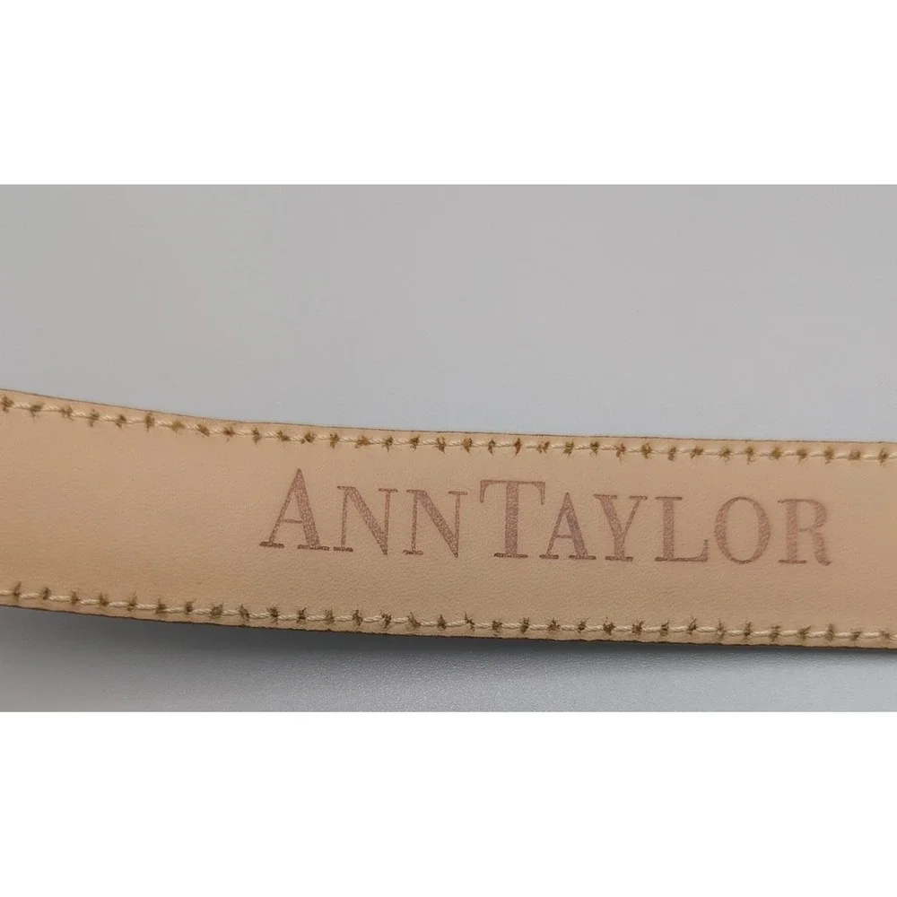 VTG Ann Taylor Dark Brown Leather Belt With Silver Cone Buckle Slim Italy Small‎